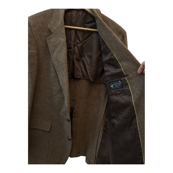 Austin Reed of Regent Street blazer brown virgin wool elbow pads tweed - Picture 7 of 13